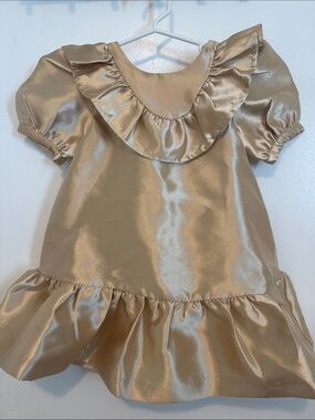 Janie and Jack Shiny Gold Ruffle-Trim Formal Dress